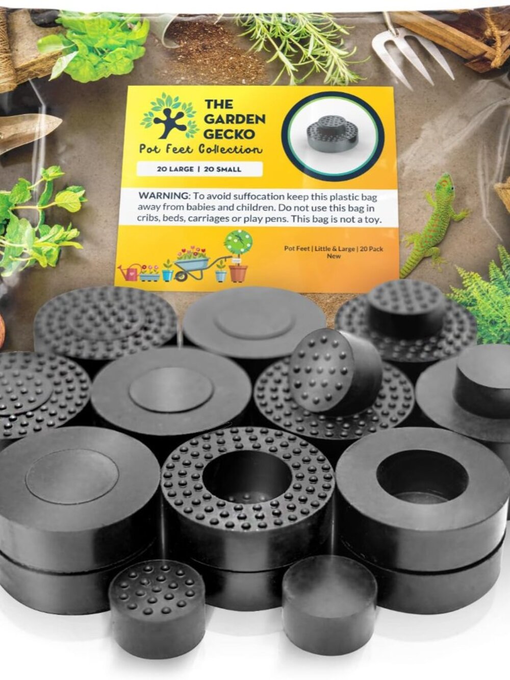 Little & Large Plant Pot Feet, Dual Size, 20 Pack